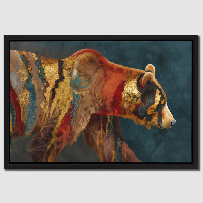 Bear Warm Mosaic canvas wall art, room view