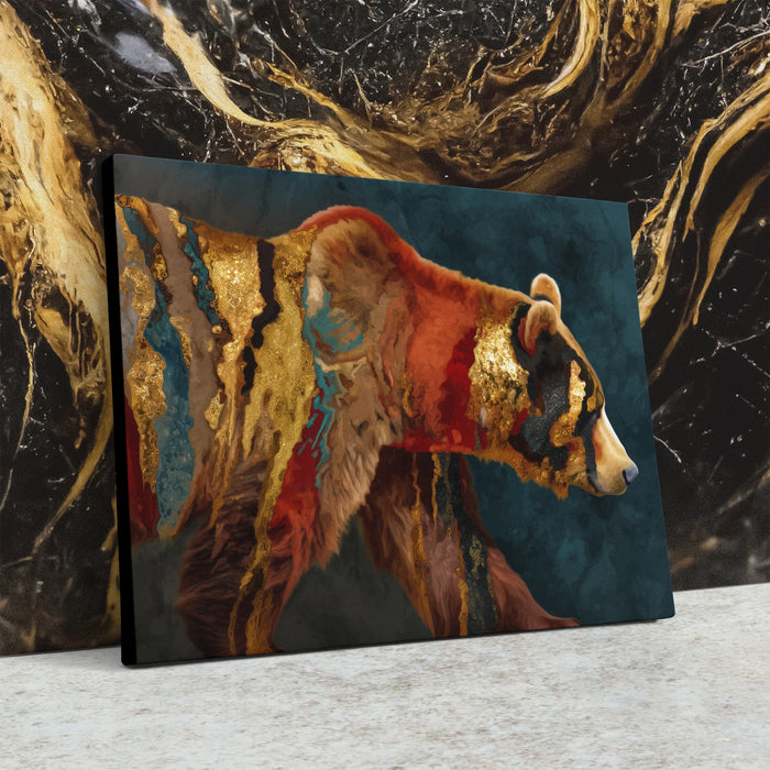 Bear Warm Mosaic canvas wall art, room view