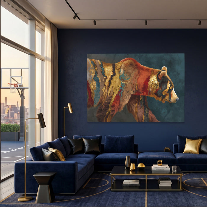 Bear Warm Mosaic canvas wall art, room view