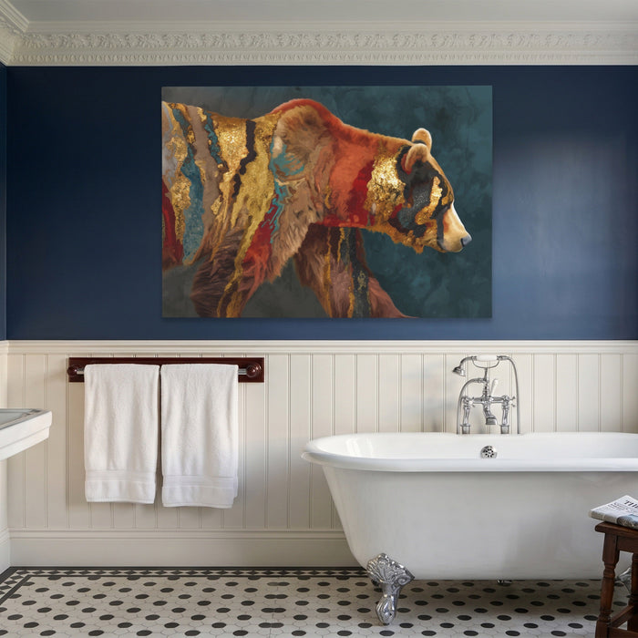 Bear Warm Mosaic canvas wall art, room view