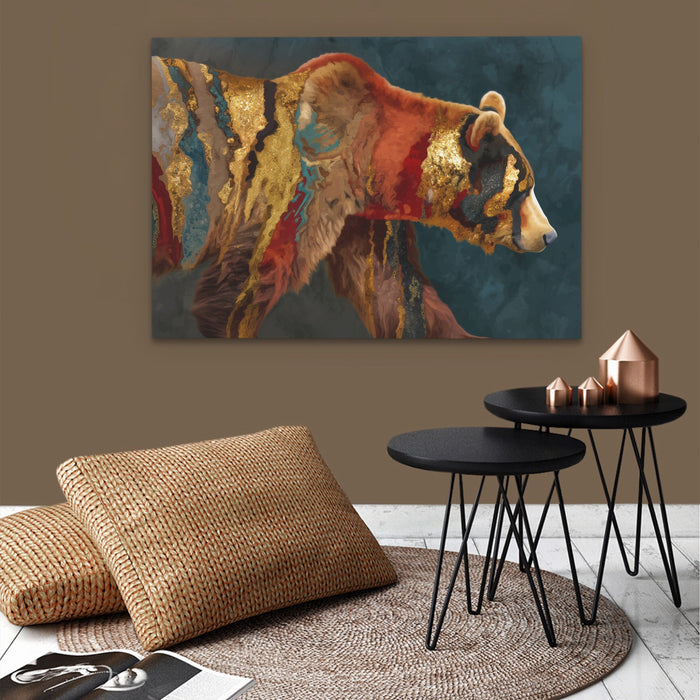 Bear Warm Mosaic canvas wall art, room view