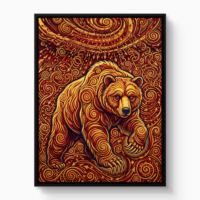 Bear Winding Path — bear winding path white studio framed black