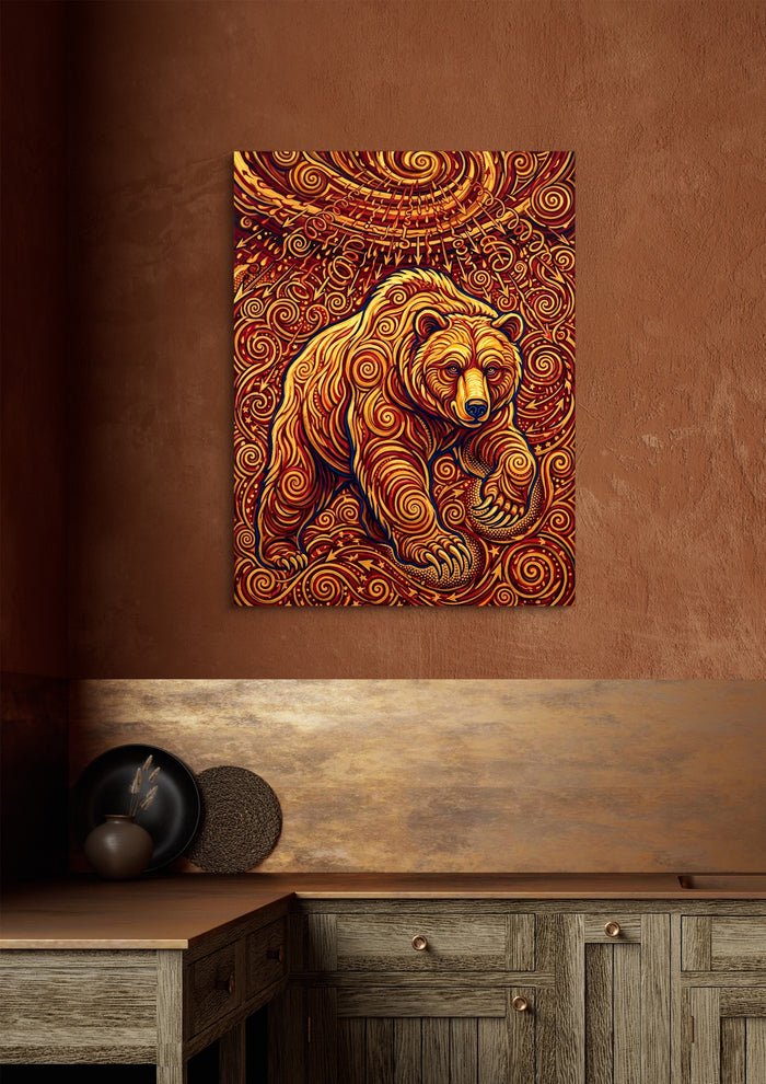 Bear Winding Path — bear winding path sq brown luxe 1port flush print