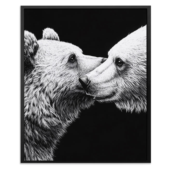 Bears Monochrome Embrace canvas wall art, room view