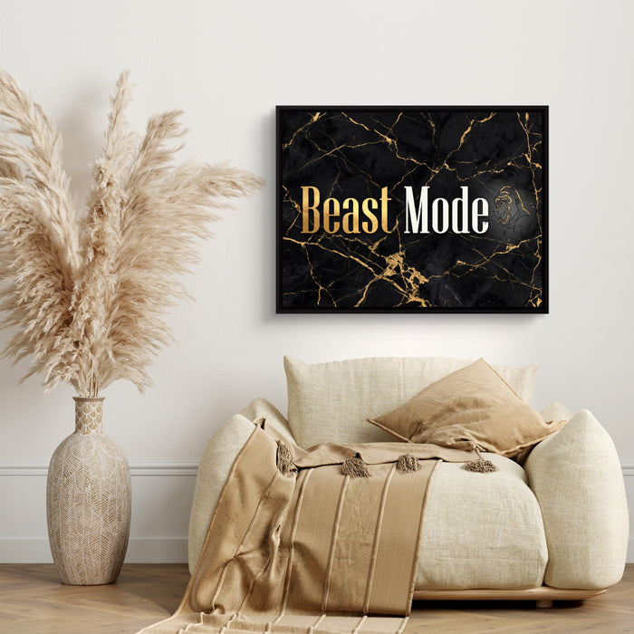 Beast Mode Golden — beast mode golden sq beige couch 1land framed black