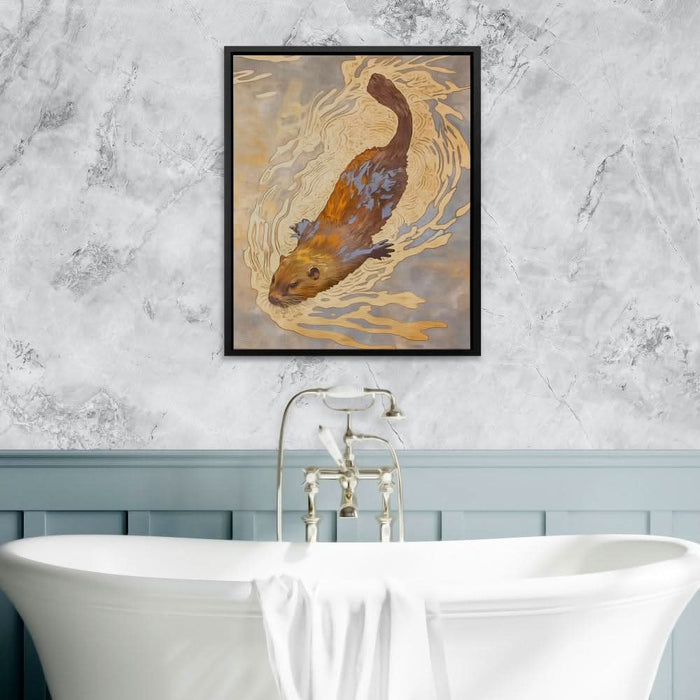 Beaver’s Journey - Blue Canvas Wall Art