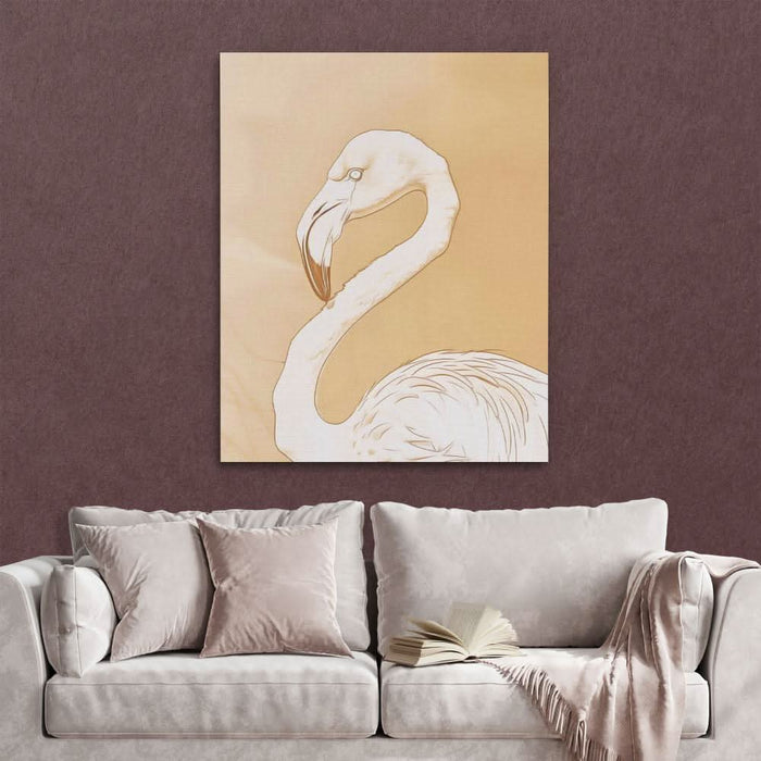 Beige Flamingo - Animals Art for Living Room