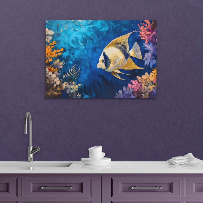 Big Lips Fish - Beach House Wall Art in Black Frame