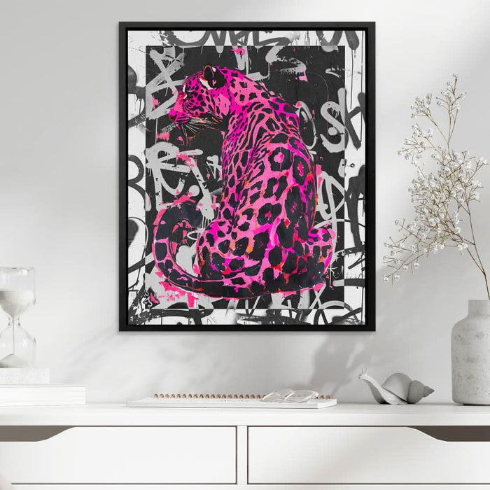 Bink Leopard - Modern Wall Art in Black Frame