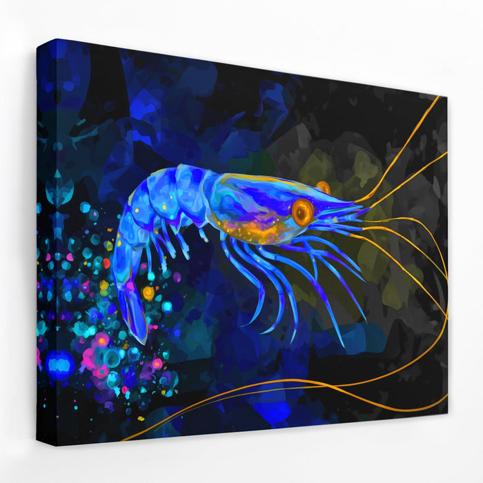 Bioluminescent Shrimp Rising canvas wall art