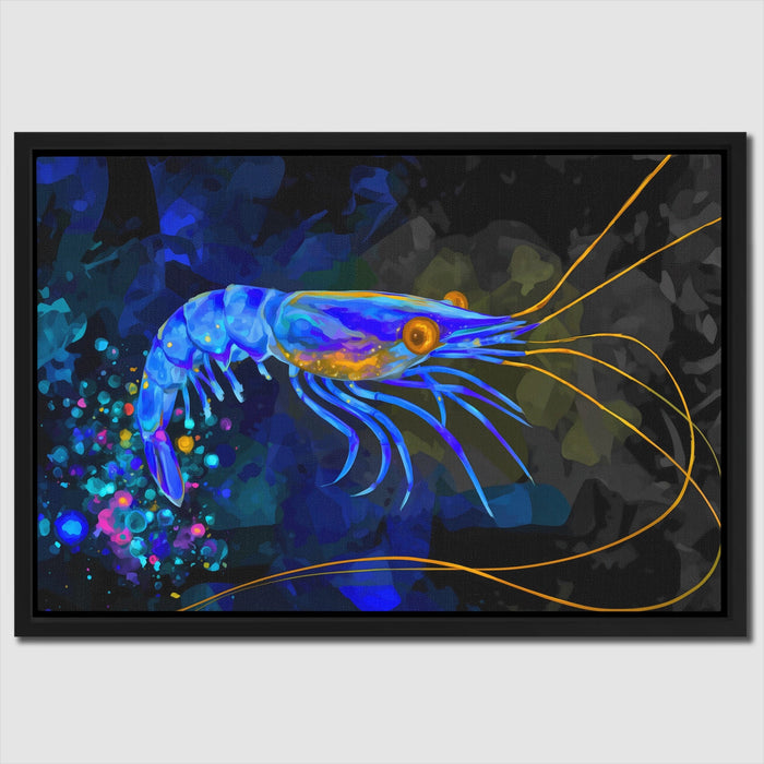 Bioluminescent Shrimp Rising canvas wall art, room view
