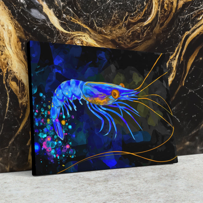 Bioluminescent Shrimp Rising canvas wall art, room view