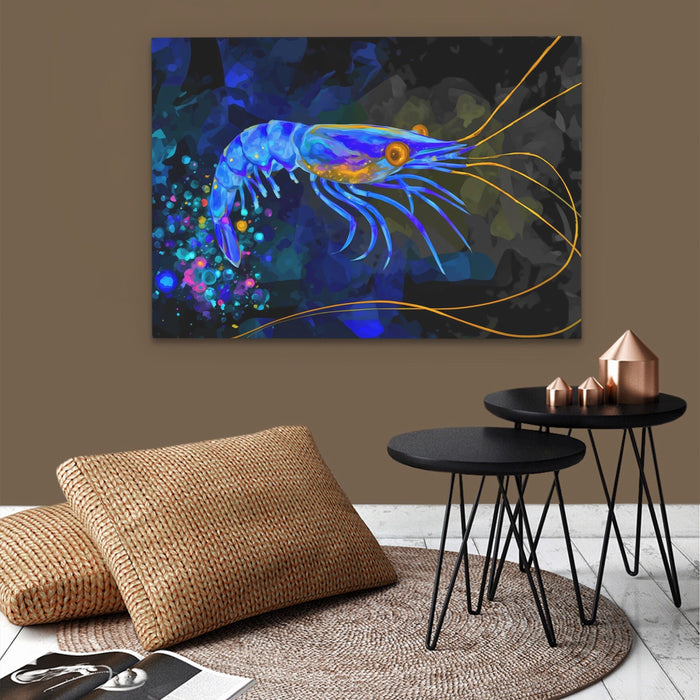 Bioluminescent Shrimp Rising canvas wall art, room view