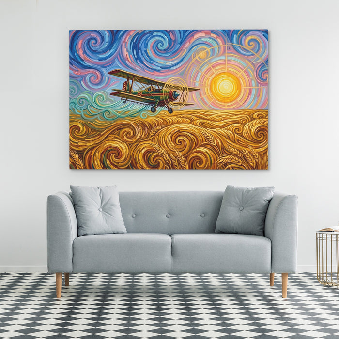 Biplane Starry Sunset — Biplane Starry Sunset Checkered Floor 36