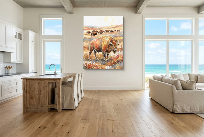 Bison Golden Plains — bison golden plains living room with ocean view 2 1port flush print