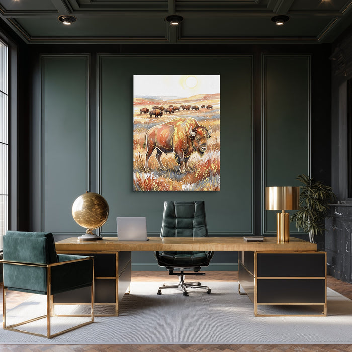 Bison Golden Plains — bison golden plains sq green office room 1port flush print