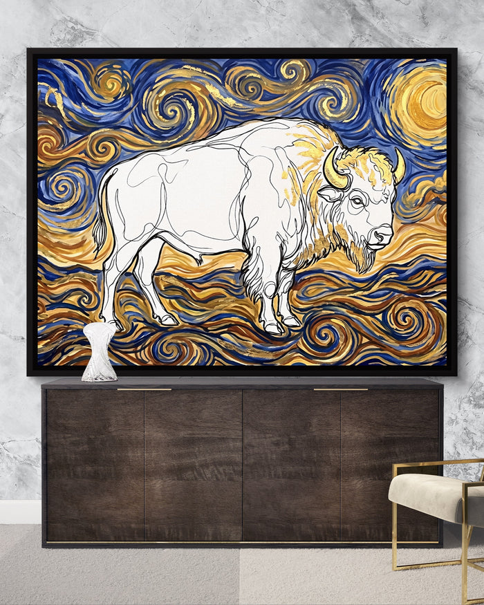 Bison Starry Night — bison starry night psd marble lux console 1land framed black