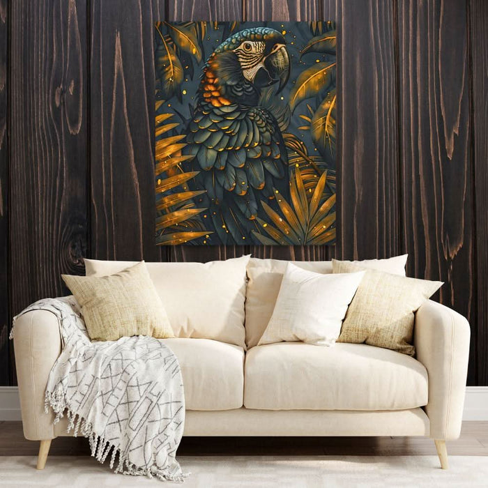 Black and Gold Parrot - Large Canvas Print