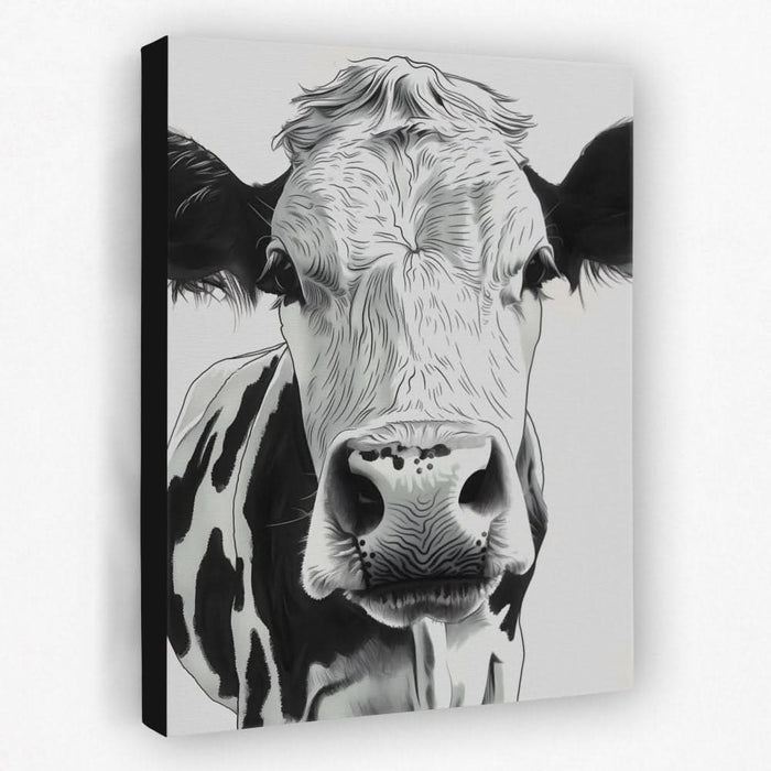 Black and White Bovine - Animals Canvas Wall Art