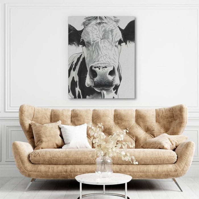 Black and White Bovine - Neutral Canvas Wall Art