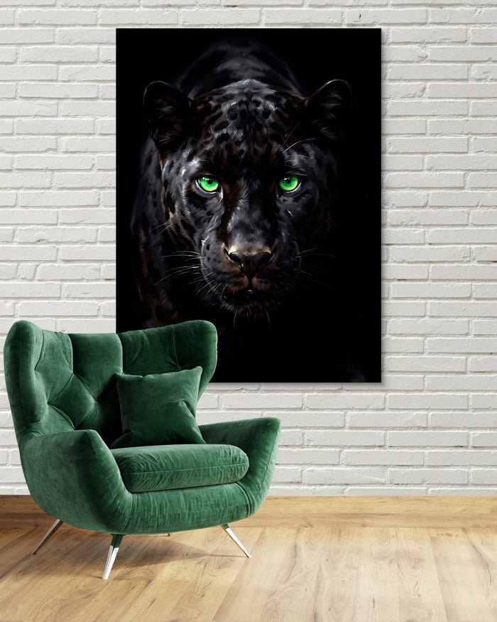 Black Panther Emerald Stare - Luxury Wall Art