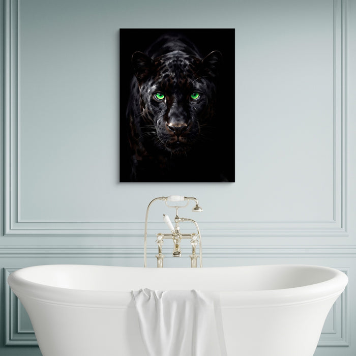 Black Panther Emerald Stare — black panther emerald stare sq luxury bathroom wall 1port flush print