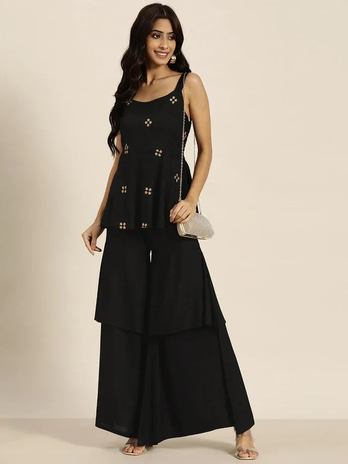 Black rayon kurti with zari work Singapore