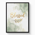 Blessed Golden Script — blessed golden script white studio framed black