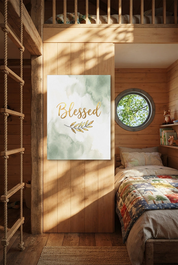 Blessed Golden Script — blessed golden script p bedroom with loft area 1port flush print
