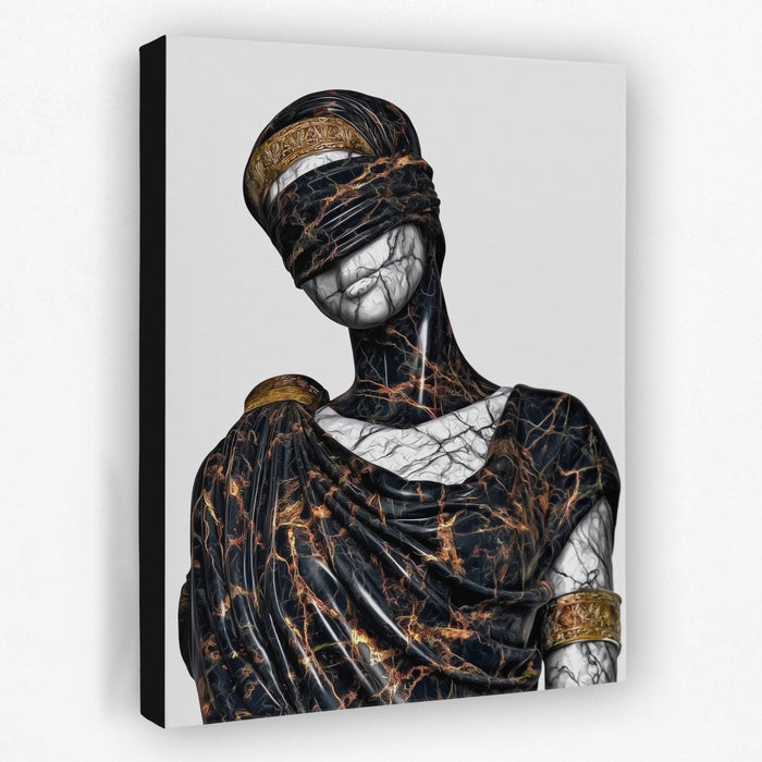 Blindfolded Goddess Gold canvas wall art