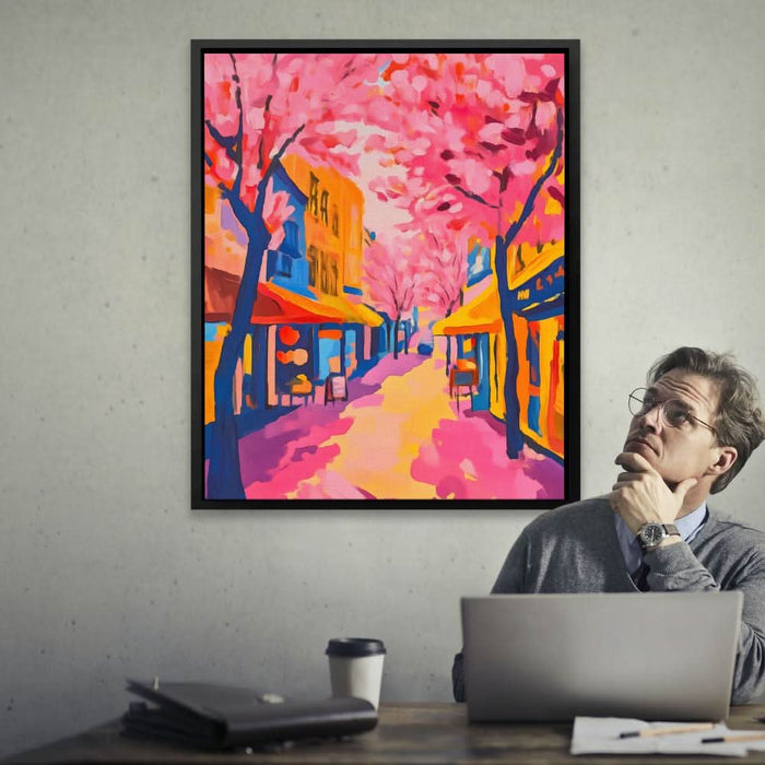 Blossom Boulevard - Colorful Cityscapes Canvas Print