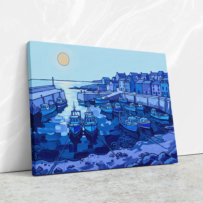 Blue Boats Harbor — Blue Boats Harbor Against Wall4x5 Reflect2 6