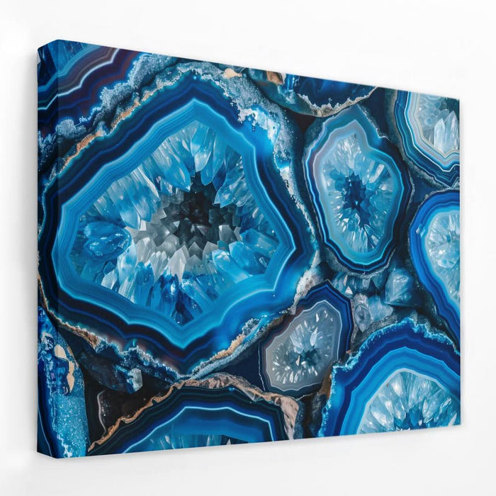 Blue Crystal Geode - Mineral Canvas Wall Art