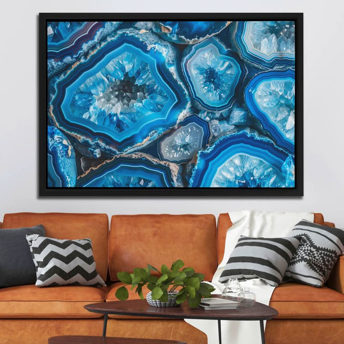 Blue Crystal Geode - Abstract Blue Canvas Wall Art