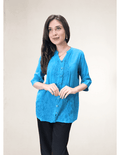 Blue cotton slub kurti online shopping