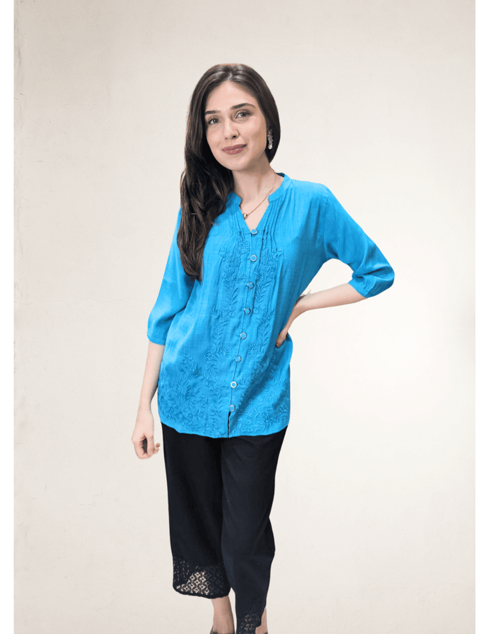 Floral embroidered kurti shop new arrivals