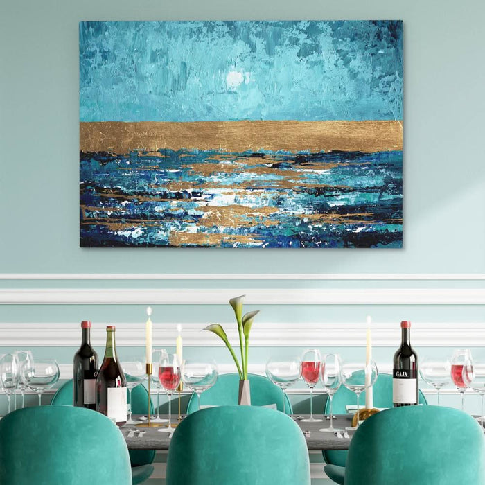 Blue Sunset - Abstract Wall Art in Black Frame