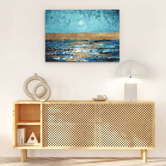 Blue Sunset - Modern Gold Canvas Wall Art