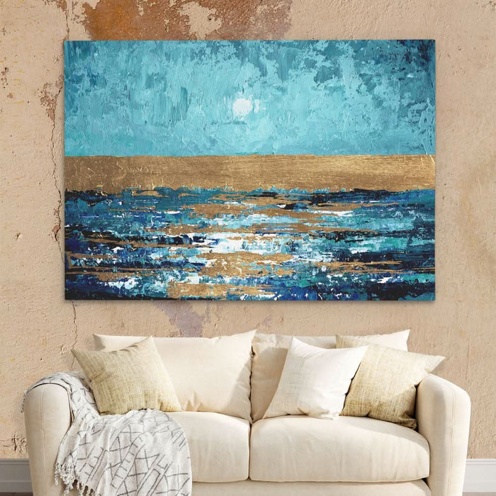 Blue Sunset - Beach House Wall Art in Black Frame