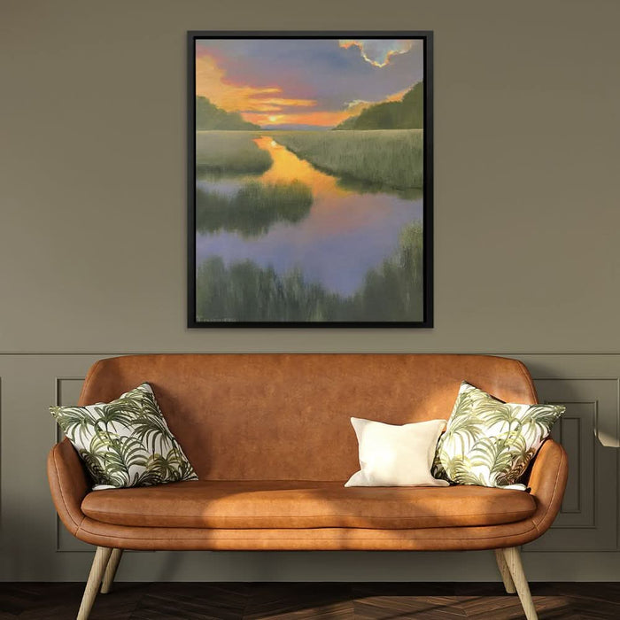 Blue-Violet and Orange Sunset - Large Watercolor Canvas Print