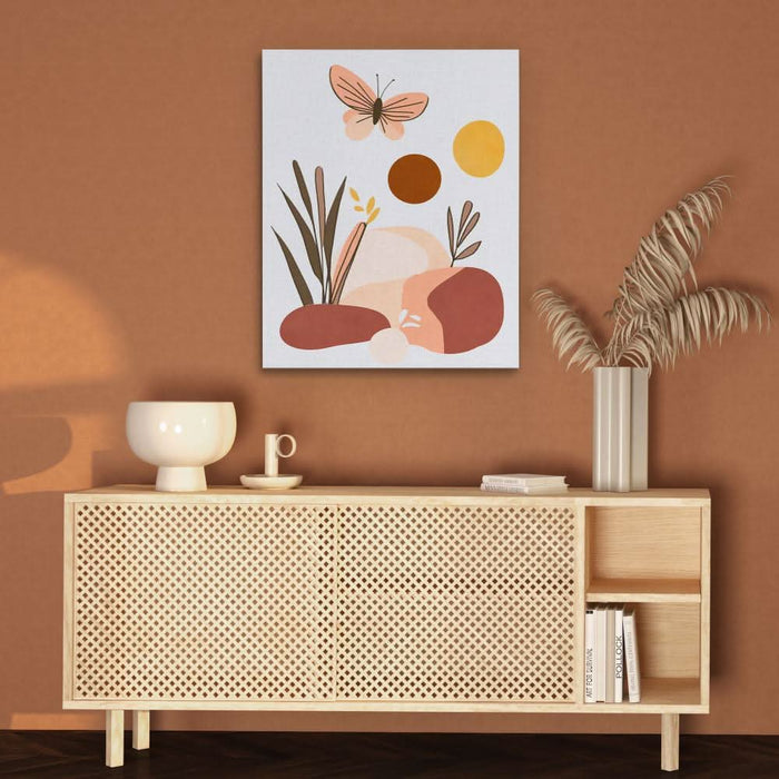 Boho Butterfly Art - Beige Nature Canvas Print