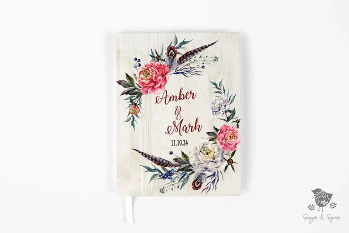 Boho Floral Wedding Guest Book - Premium  from Sugar and Spice  - Just $45! Shop now at Sugar and Spice Paper
