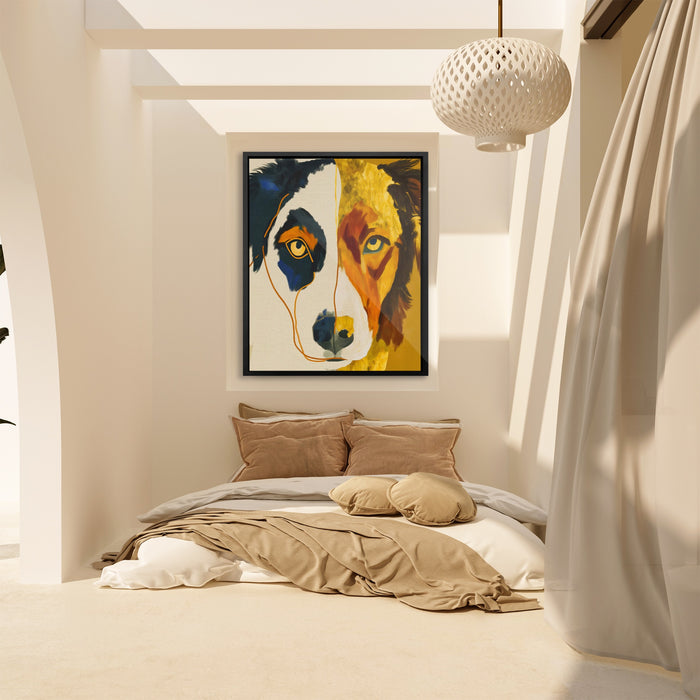 Border Collie Alert canvas wall art, room view