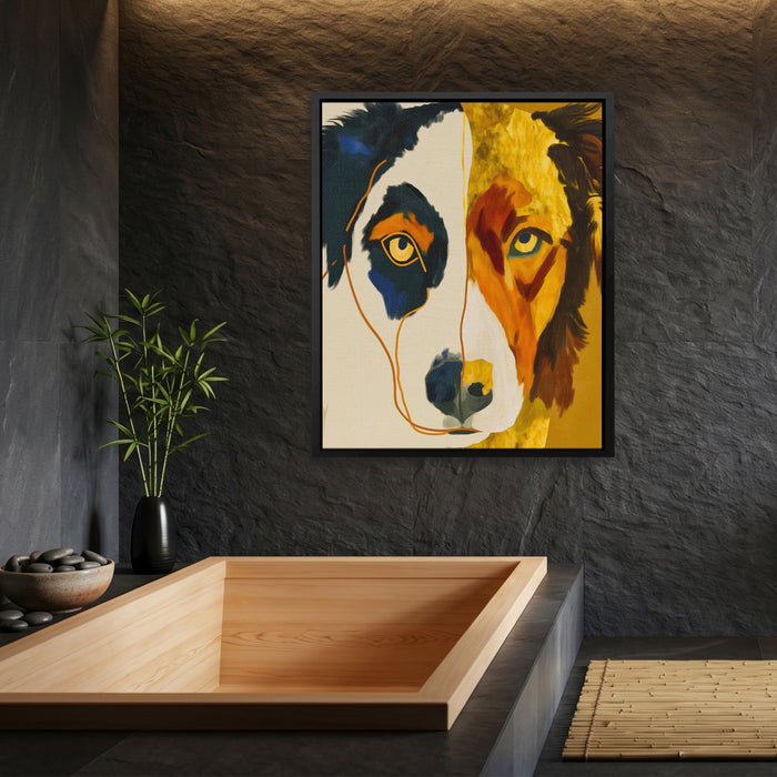Border Collie Alert canvas wall art, room view