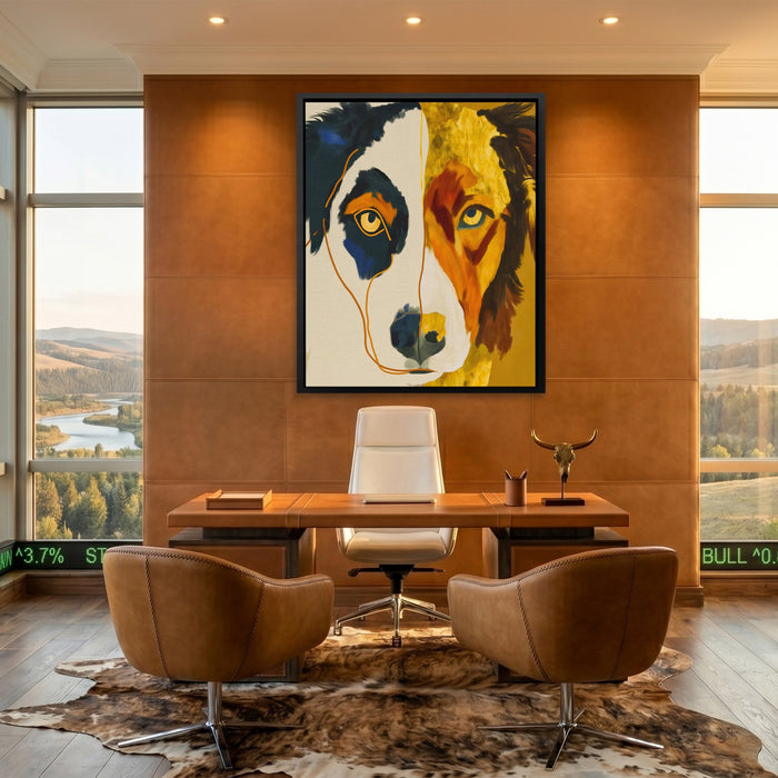 Border Collie Alert canvas wall art, room view