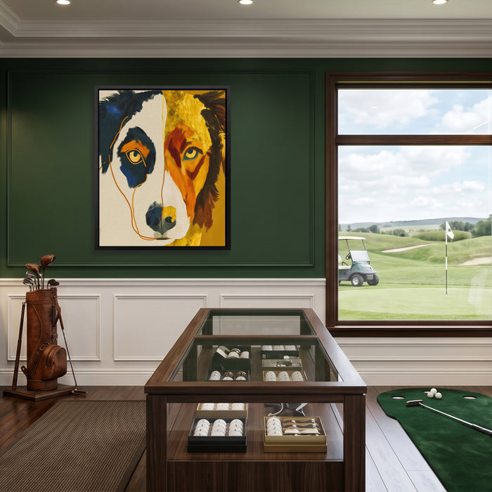 Border Collie Alert canvas wall art, room view