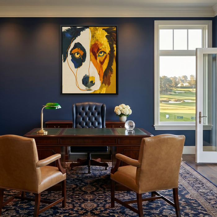 Border Collie Alert canvas wall art, room view