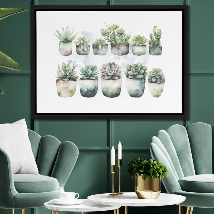 Botanical Pots - Minimalist Wall Art in Black Frame