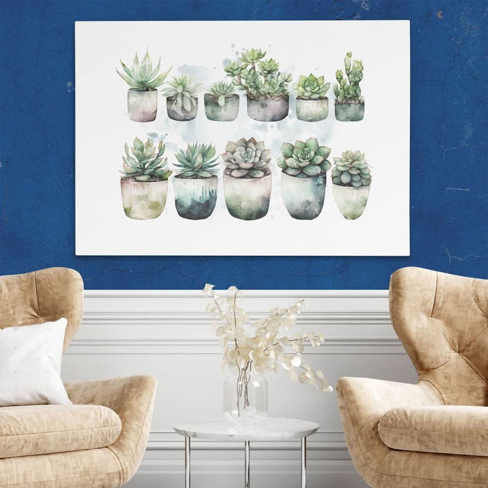 Botanical Pots - Green Nature Canvas Print