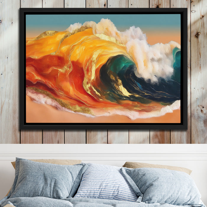 Bronze Ocean Surge canvas wall art, room view